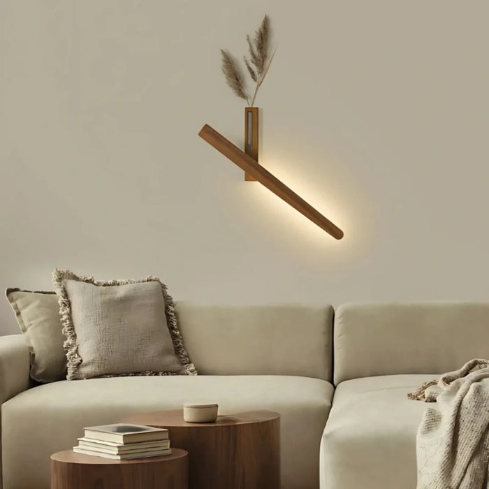 Wood Vase Wall Light, Cordless, 2 Sizes