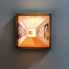 3D illusion art light on a living room wall