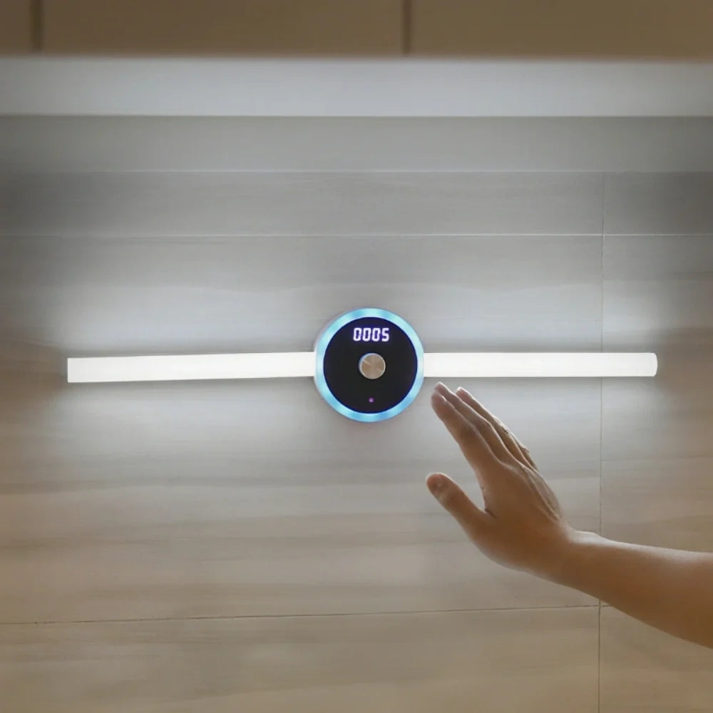 Gesture control light bar with clock display