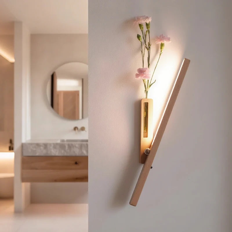 Wood vase wall light size comparison