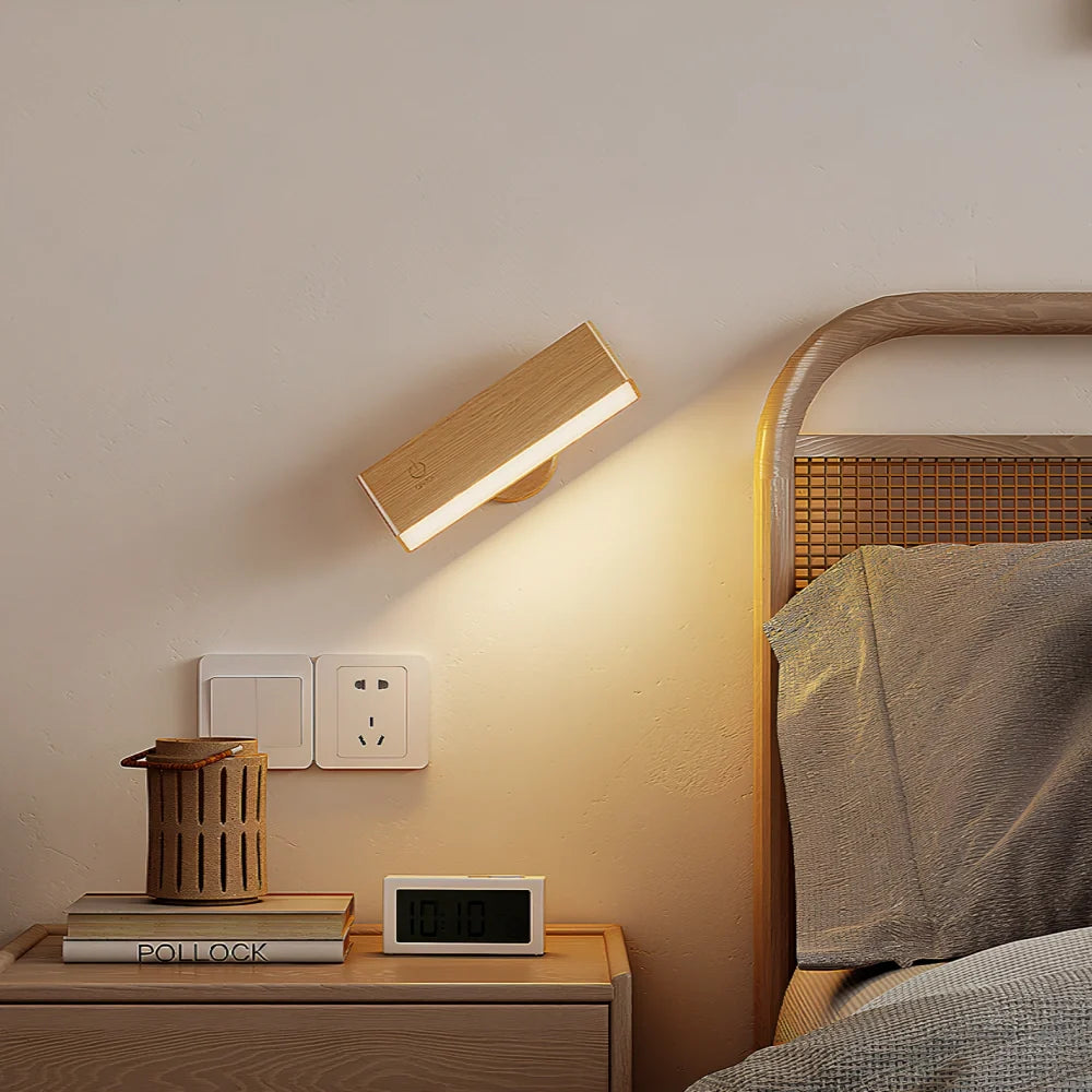 Rotatable wood wall light magnetic swivel