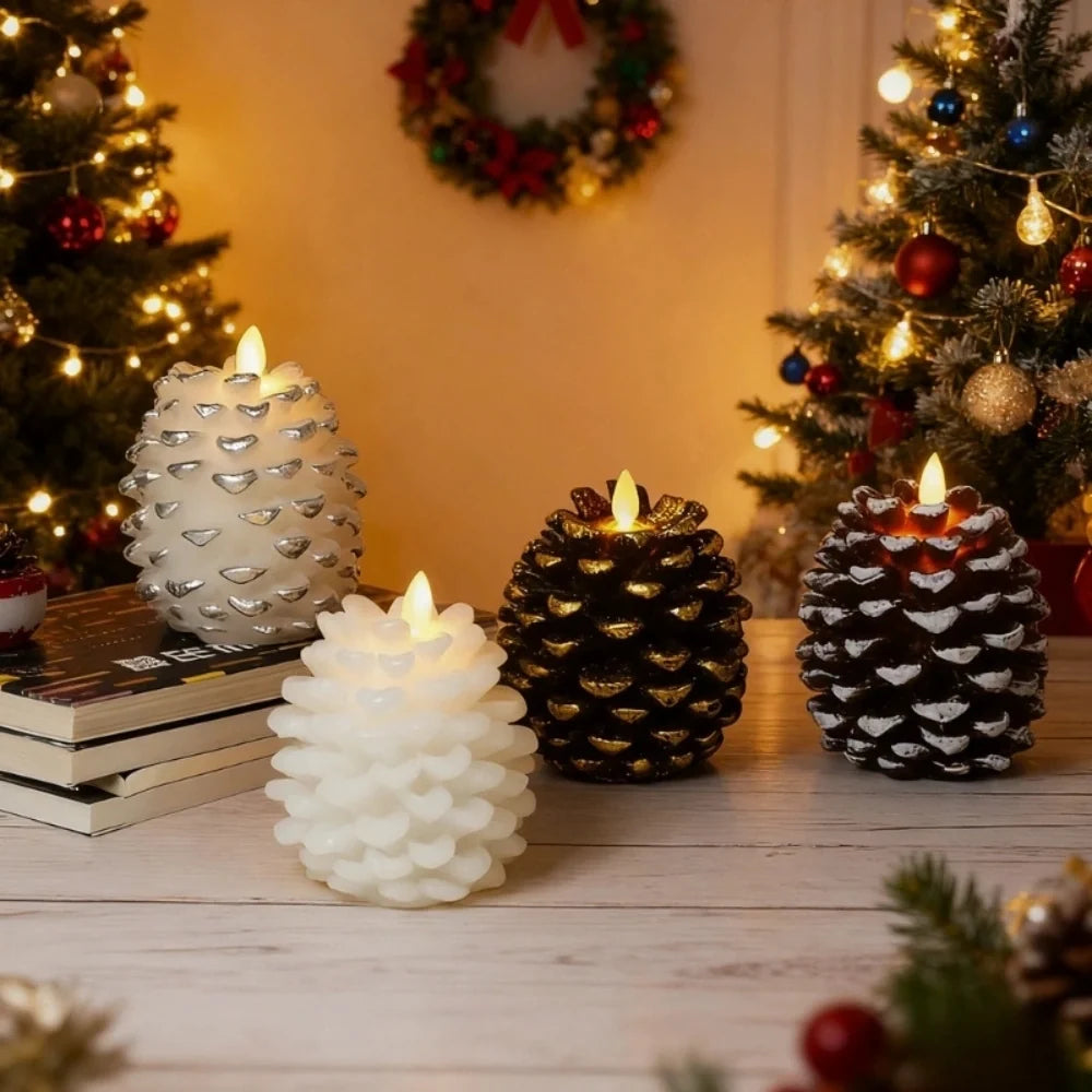 Flameless Pinecone Candles, LED Battery Candles with Remote, 2 to 8 Pack