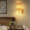 Battery wall lamp with fabric shade, product photo 2