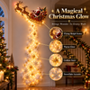 Christmas wall light with cascading LED trail on a living room wall