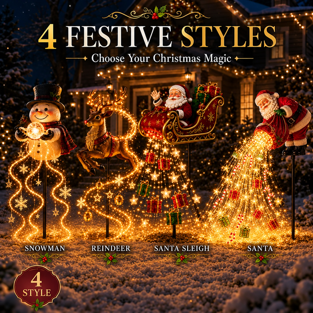 Solar Christmas lights Santa sleigh yard stake - photo 12