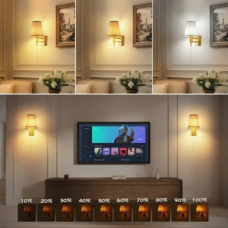 Battery wall lamp with fabric shade, product photo 7