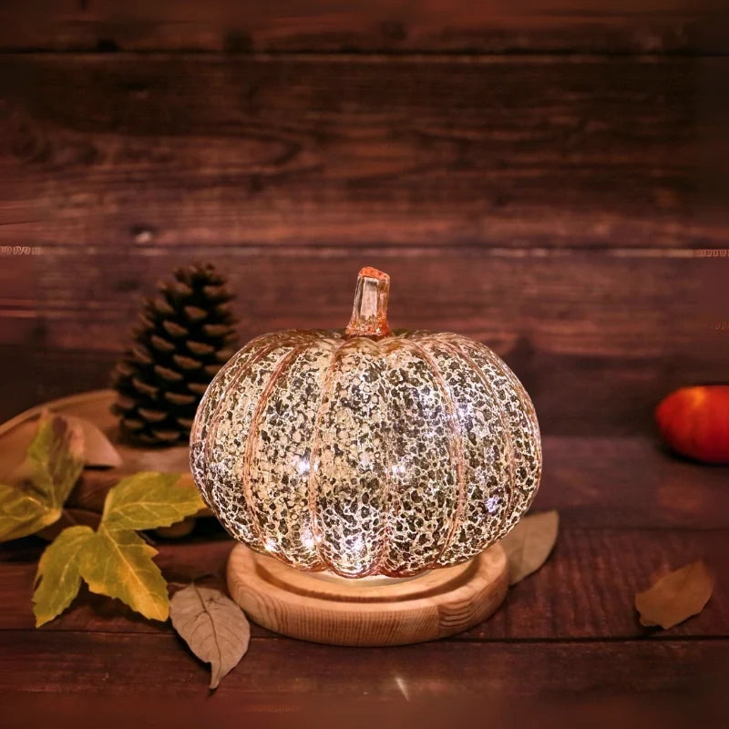 Pumpkin Light, Hand Blown Mercury Glass Lamp, Single or Set of 3