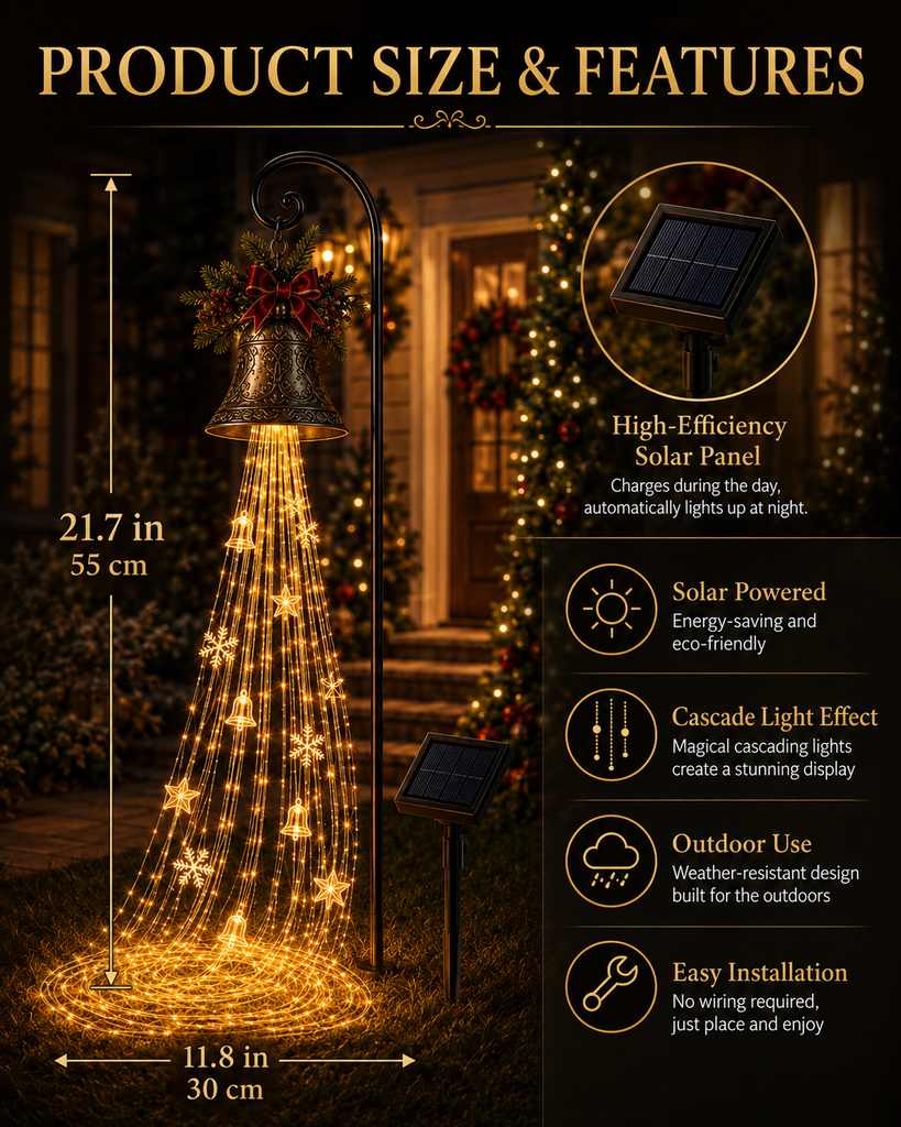 Christmas bell decoration solar yard light - photo 6