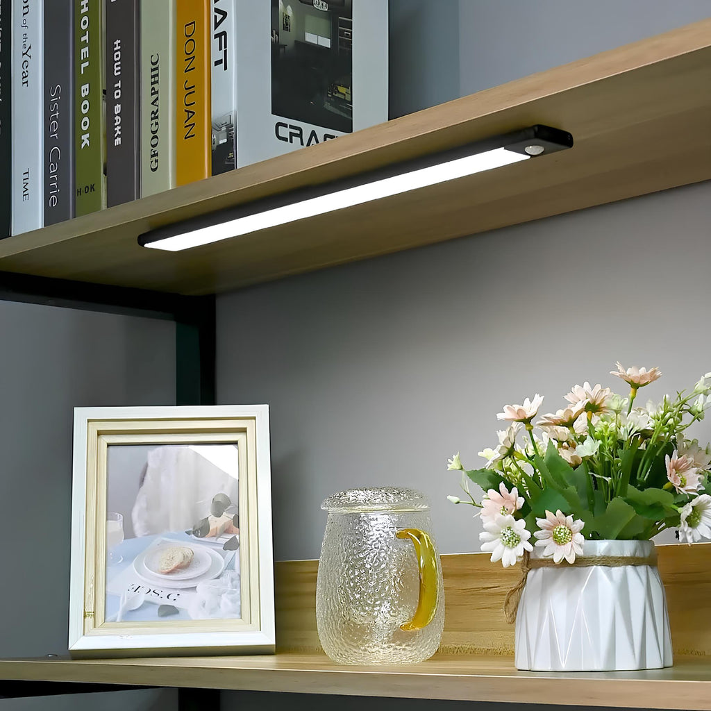 Motion sensor light bar in a hallway