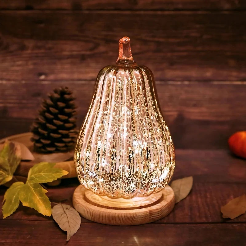 Pumpkin Light, Hand Blown Mercury Glass Lamp, Single or Set of 3