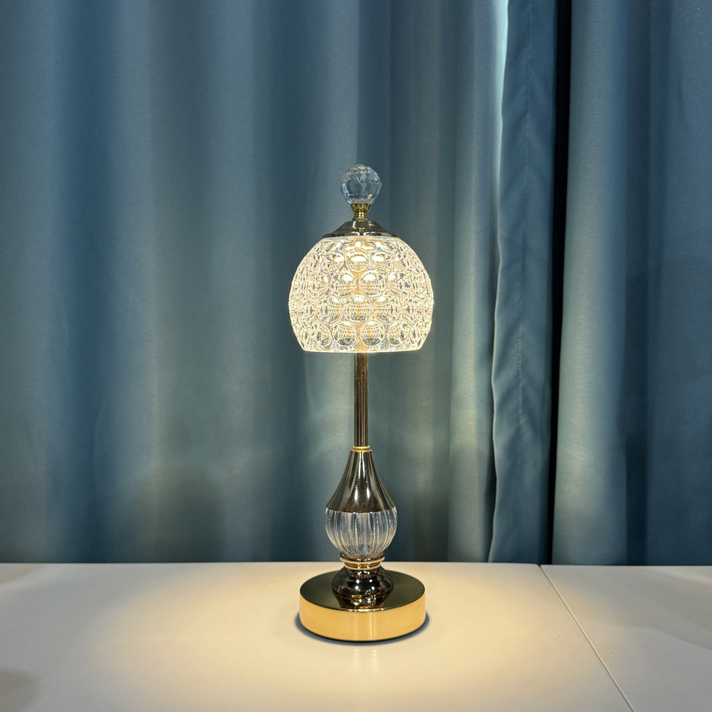 Gold art deco crystal lamp, cordless 4