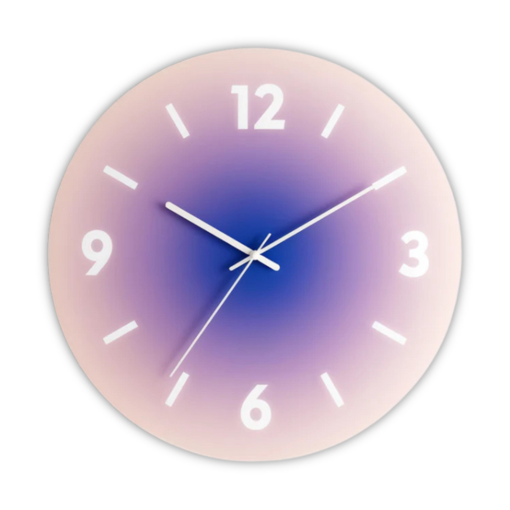 Sunset Wall Clock, Silent Gradient Glass Wall Clock, 12 Inch, 3 Colors