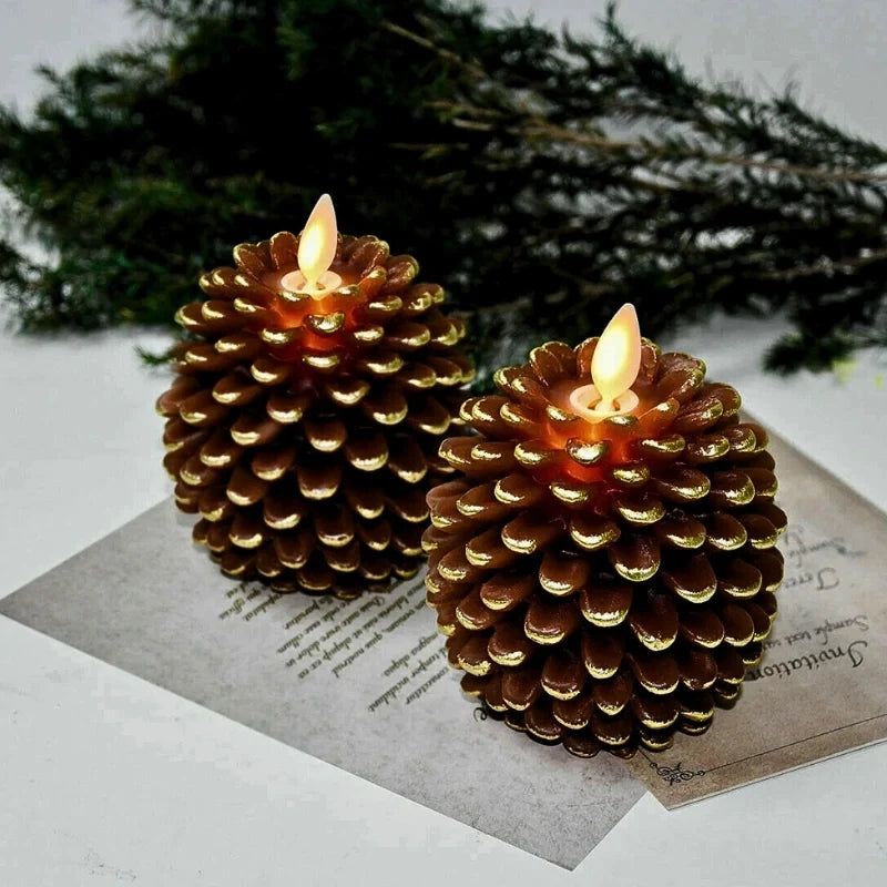Flameless Pinecone Candles, LED Battery Candles with Remote, 2 to 8 Pack