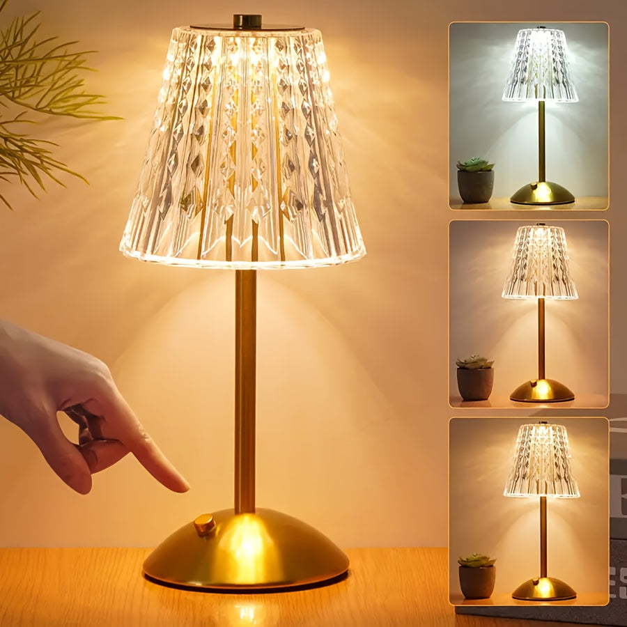 Cordless crystal table lamp with bronze base 3