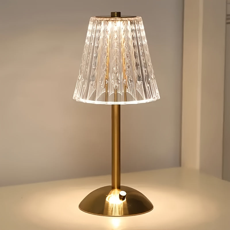 Cordless crystal table lamp with bronze base 1
