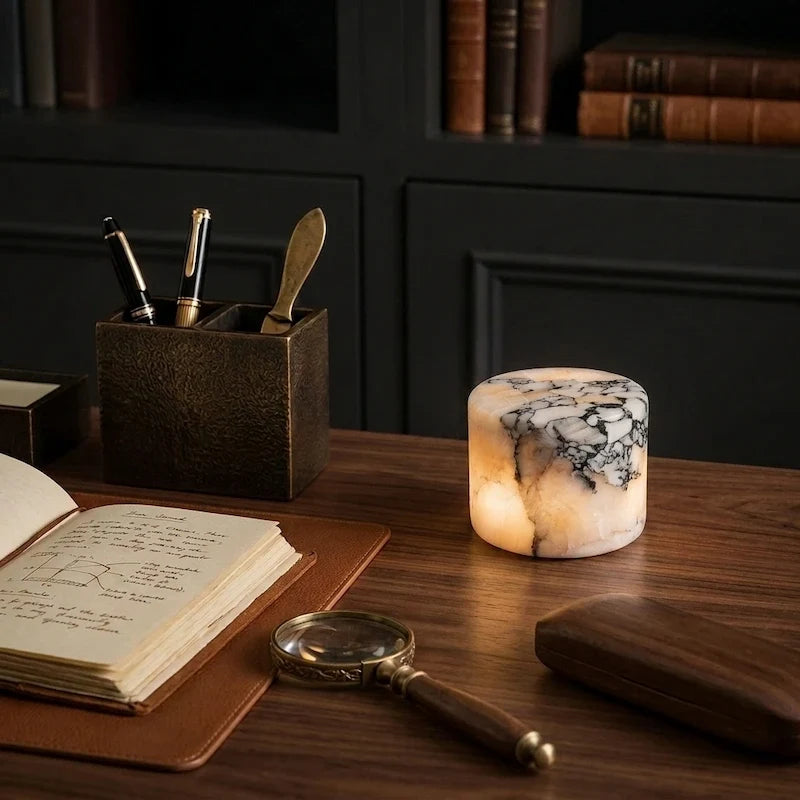 Marble table lamp, cordless rechargeable, product photo 7