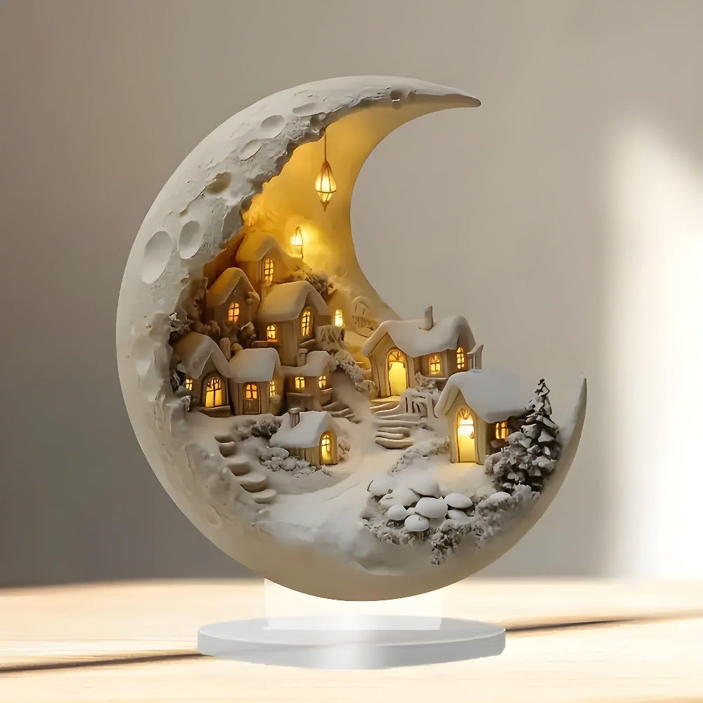 Moon Light Village Scene