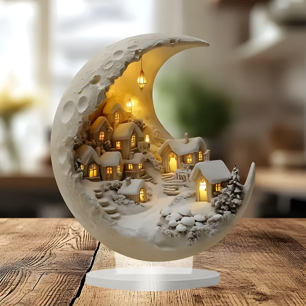 Moon Light Village Scene