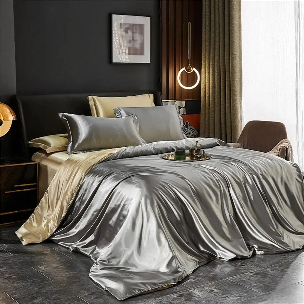 Silk bedding set on a bed, Bedding Set - photo 10