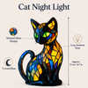 Cat Lamp, Stained Glass Night Light, Black Cat Table Lamp, 6.7 Inch