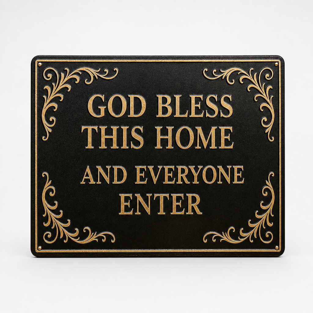 Black embossed scroll metal blessing sign 9