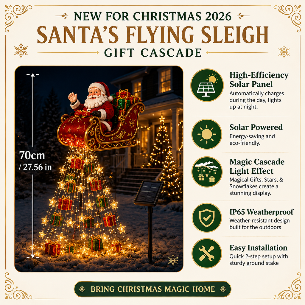 Solar Christmas lights Santa sleigh yard stake - photo 2