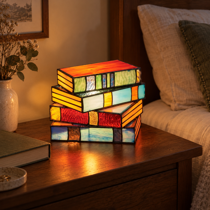 Stained Acrylic Book Lamp, Bedside Accent Light