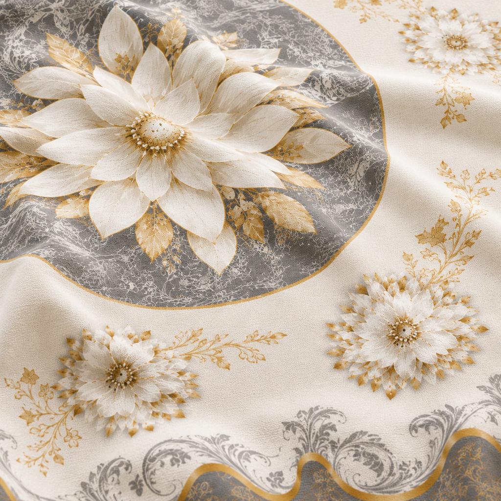 Embossed gold floral waterproof tablecloth 6