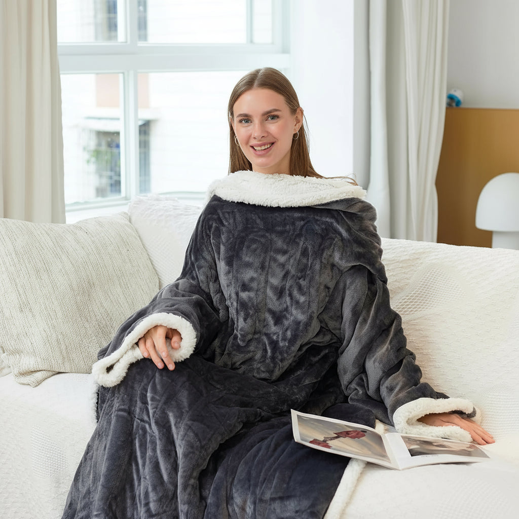 Wearable Heated Blanket with Foot Pocket