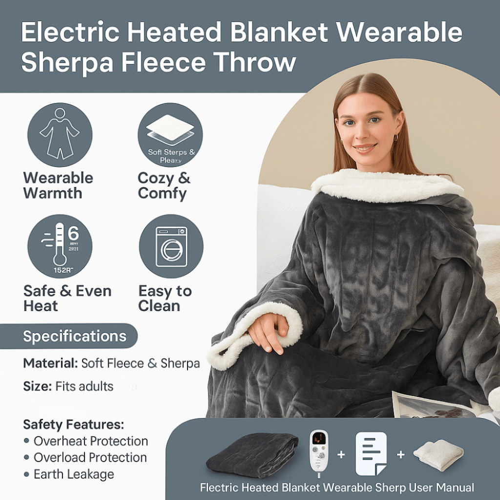 Sherpa Heated Throw Blanket