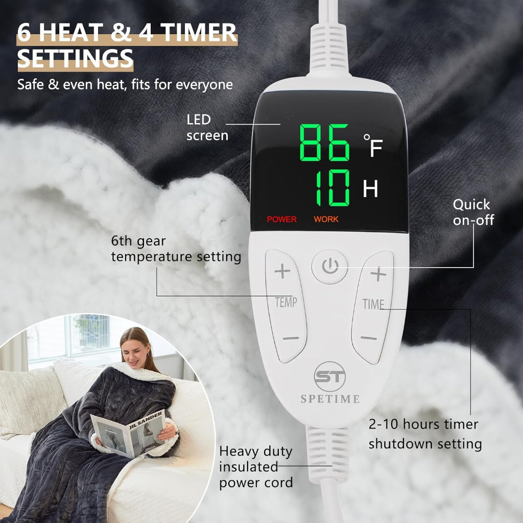 Wearable Heated Blanket with Foot Pocket