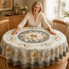 Embossed gold floral waterproof tablecloth 3