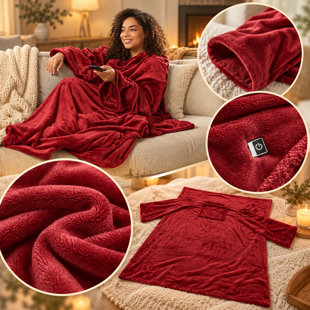 Heated Wearable Blanket with Sleeves