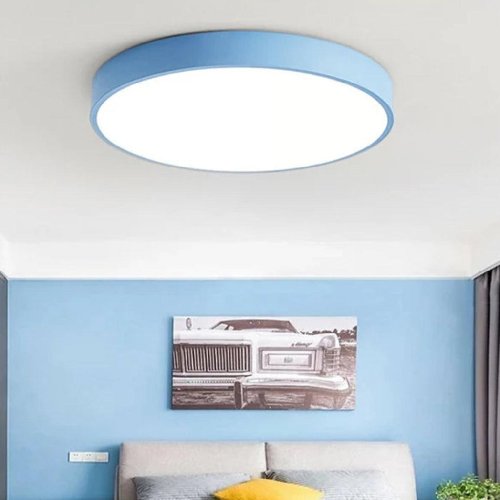 Modern flush mount ceiling light, round LED, product photo 1