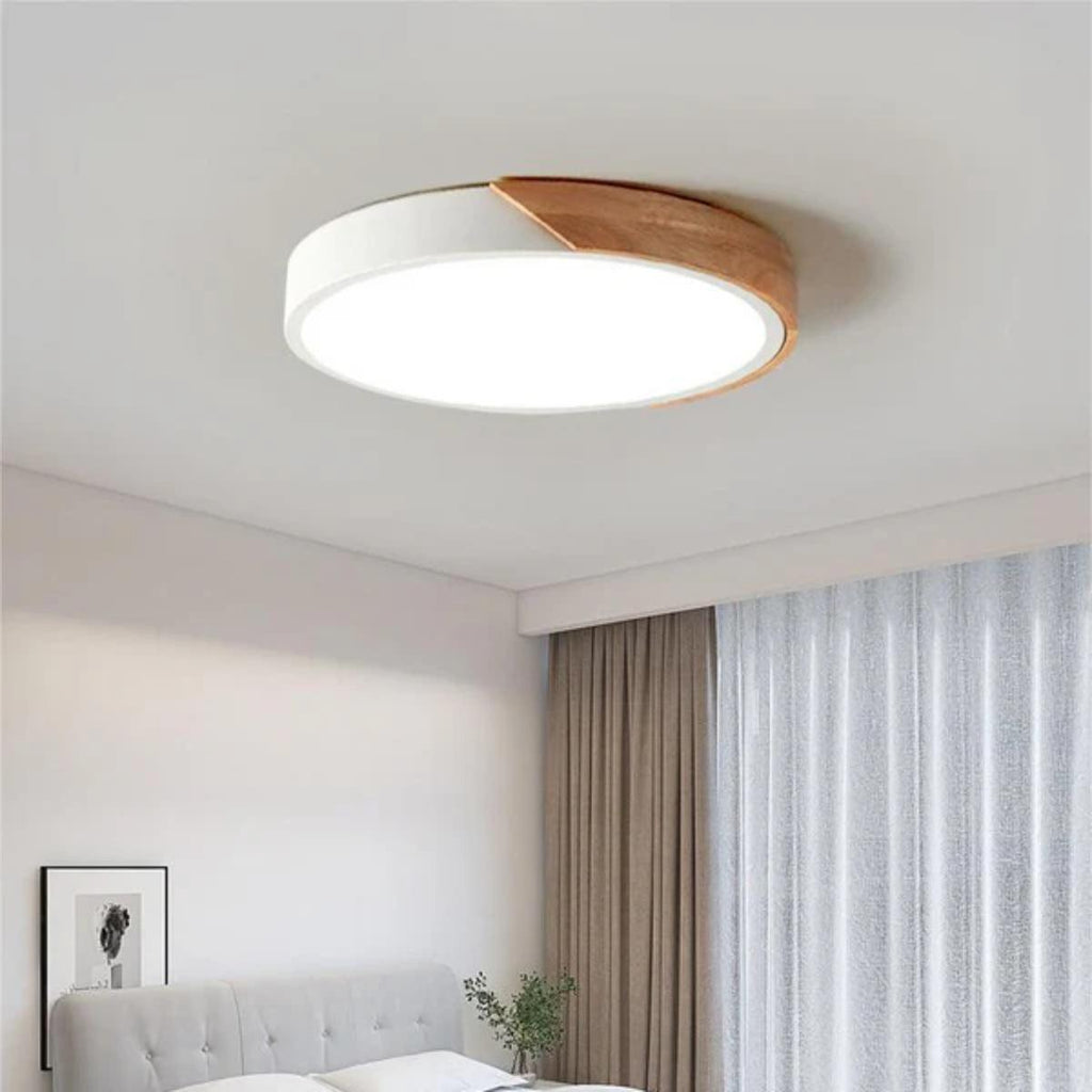 Modern flush mount ceiling light, round LED, product photo 2