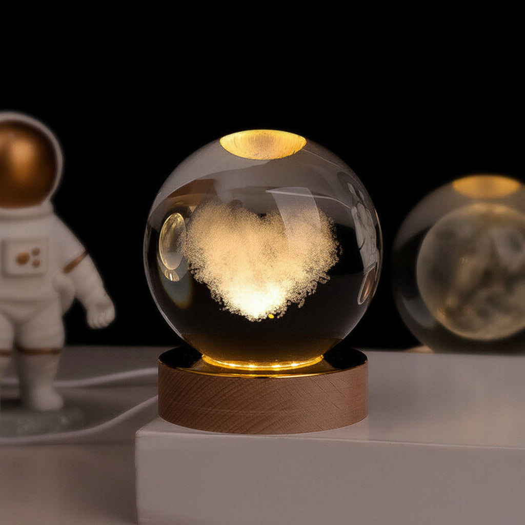 Crystal Ball Night Light, 3D Galaxy Planet Lamp, USB LED, 25 Designs