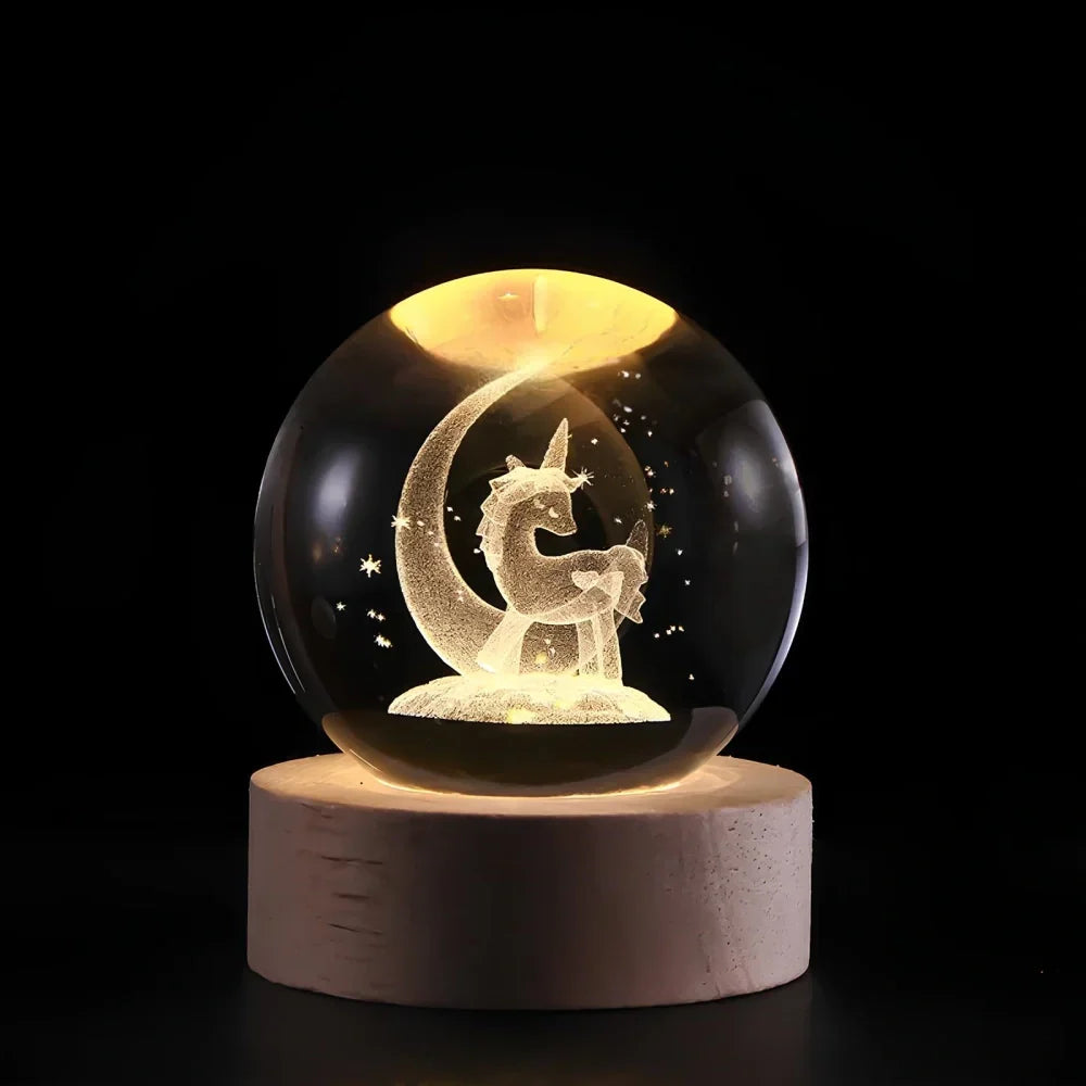 Crystal Ball Night Light, 3D Galaxy Planet Lamp, USB LED, 25 Designs