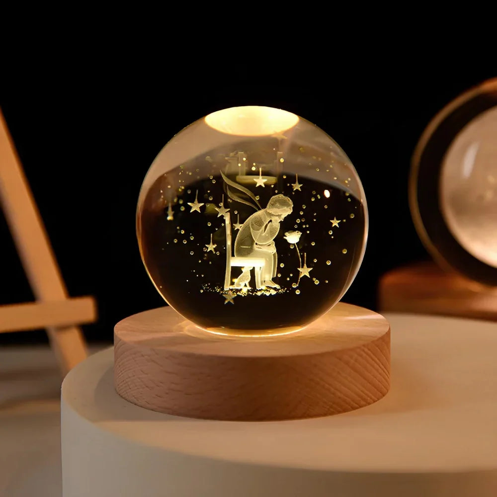 Crystal Ball Night Light, 3D Galaxy Planet Lamp, USB LED, 25 Designs