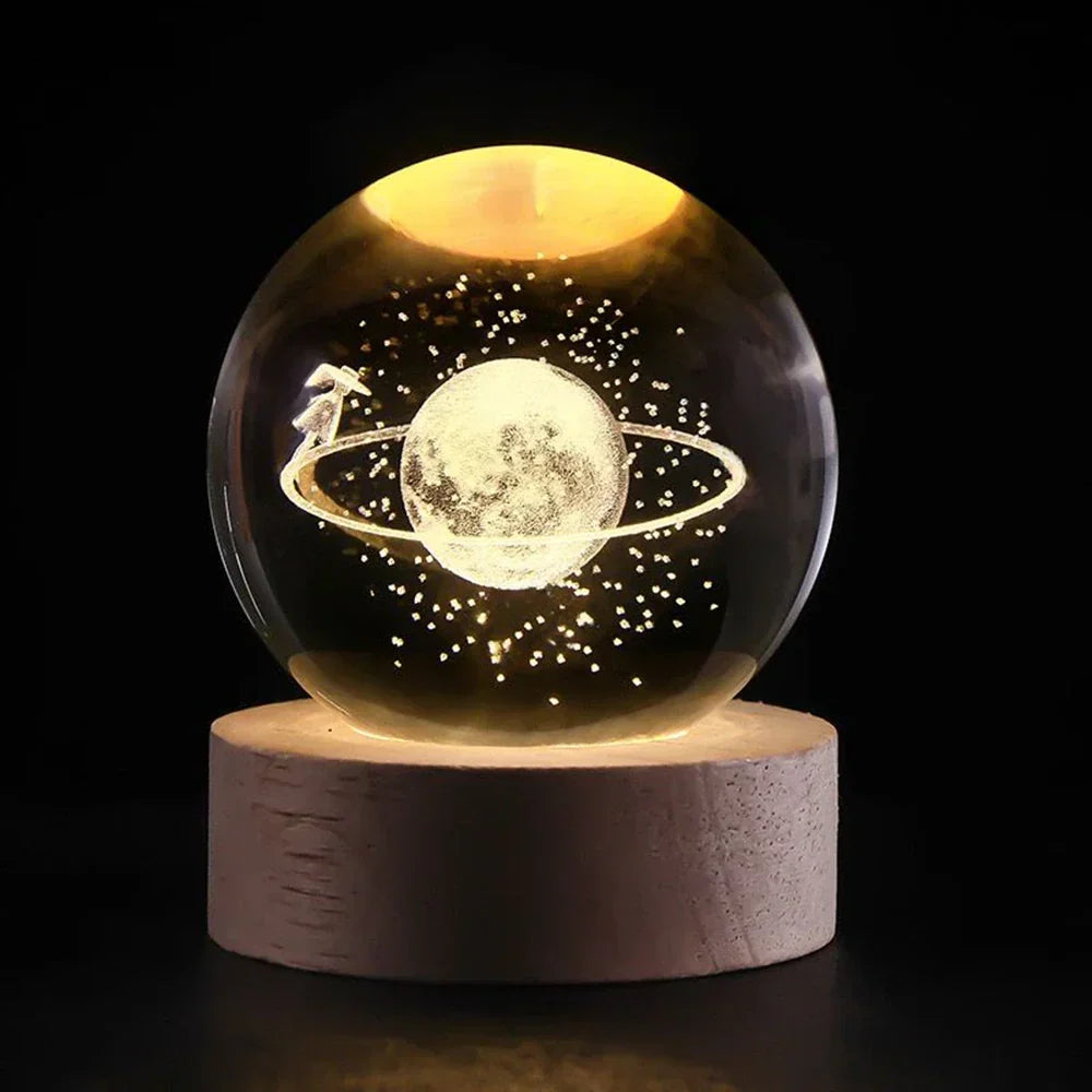 Crystal Ball Night Light, 3D Galaxy Planet Lamp, USB LED, 25 Designs