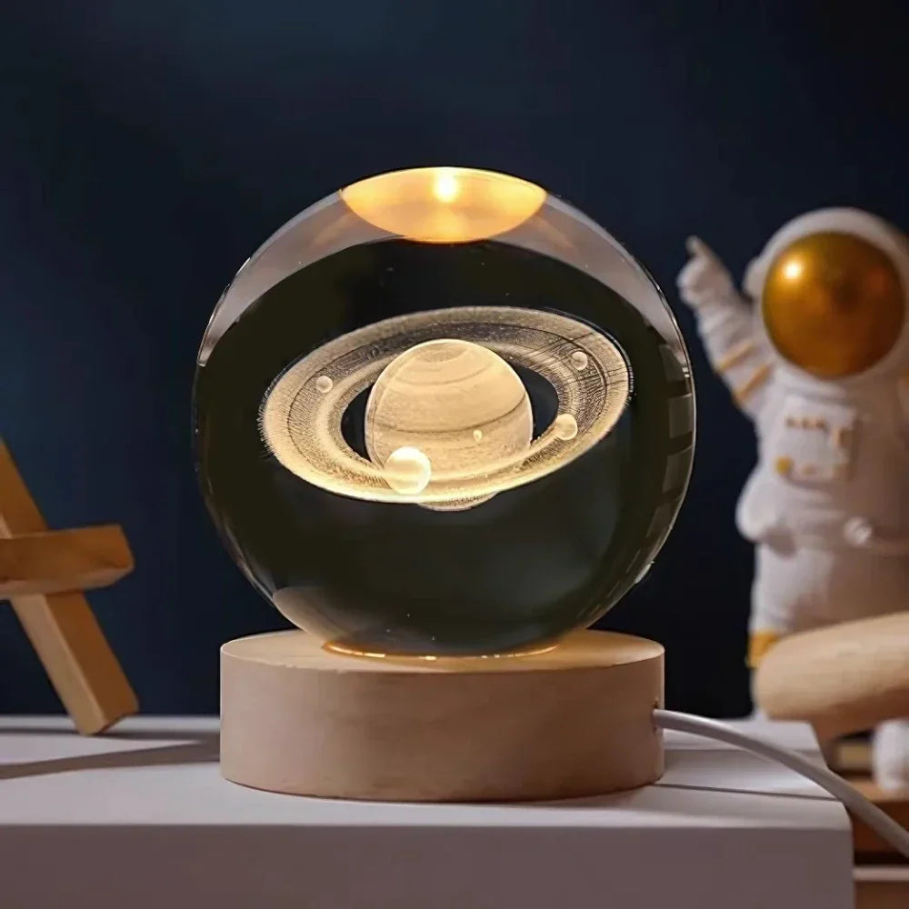 Crystal Ball Night Light, 3D Galaxy Planet Lamp, USB LED, 25 Designs