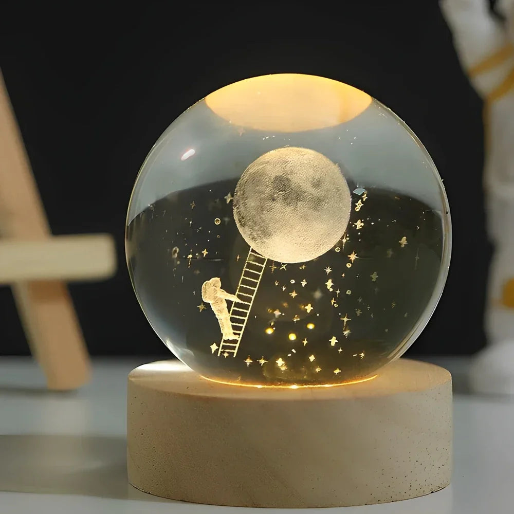 Crystal Ball Night Light, 3D Galaxy Planet Lamp, USB LED, 25 Designs
