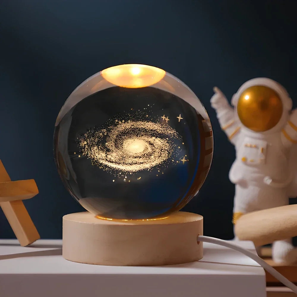 Crystal Ball Night Light, 3D Galaxy Planet Lamp, USB LED, 25 Designs