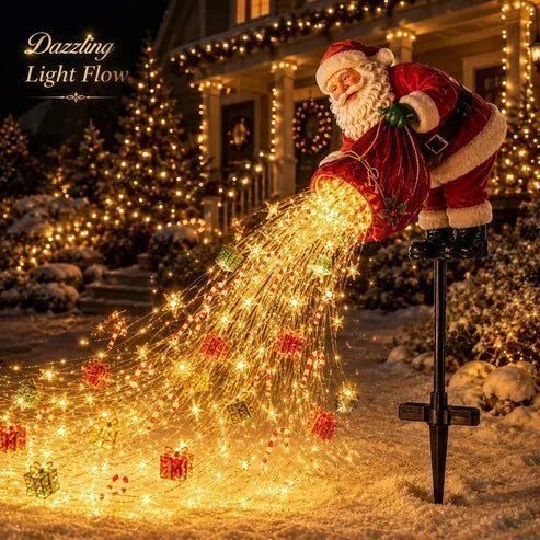 Solar Christmas lights Santa sleigh yard stake - photo 10
