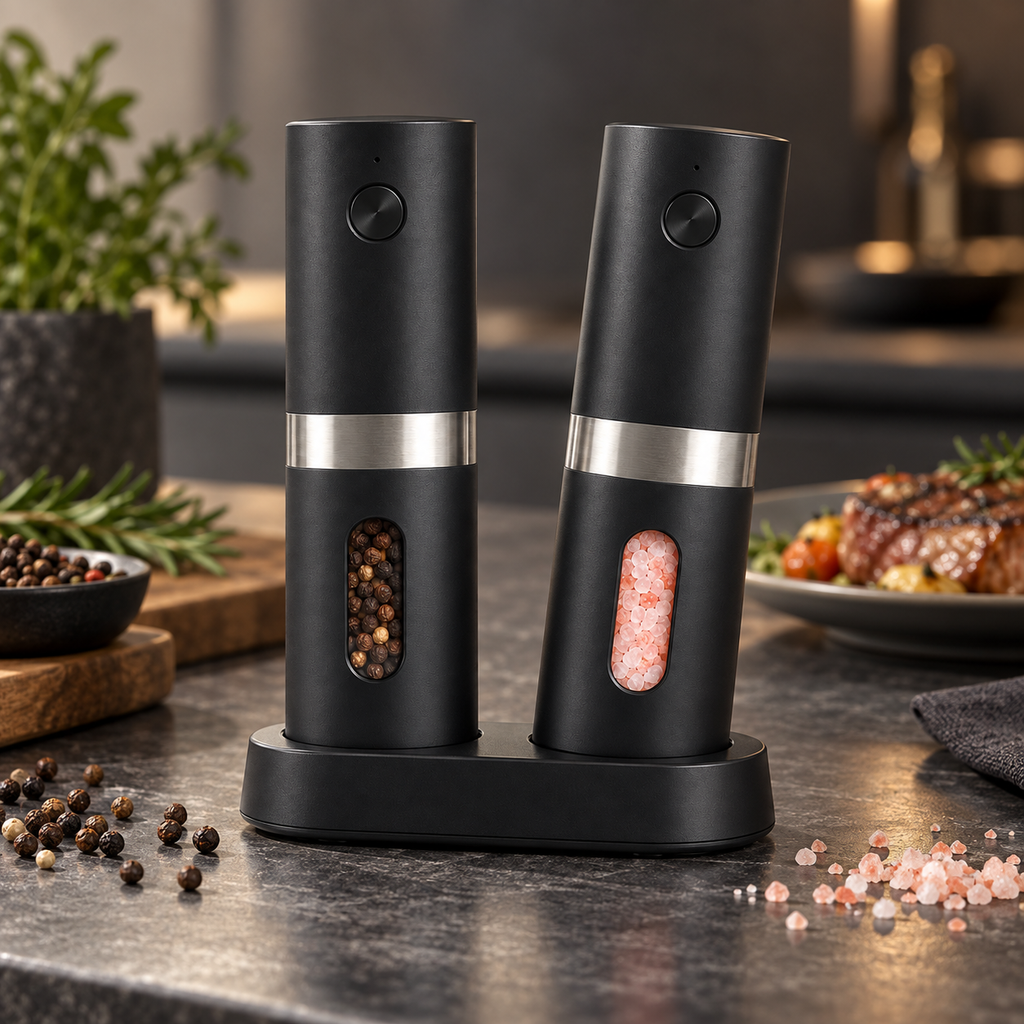 Rechargeable electric salt and pepper grinder set 1