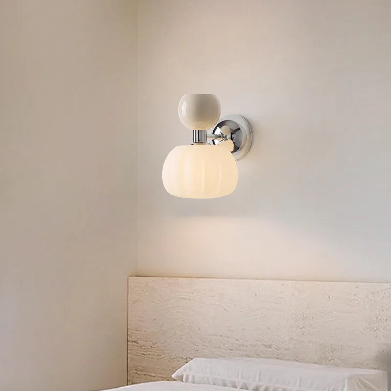 Pumpkin Wall Sconce, Glass Pumpkin Light, Nordic Wall Lamp, 3 Colors