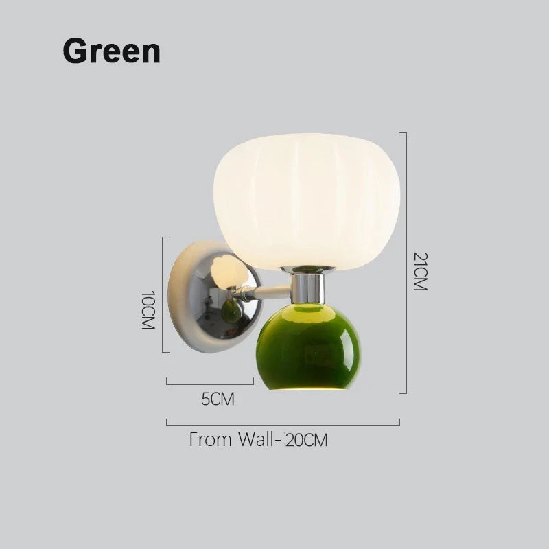Pumpkin Wall Sconce, Glass Pumpkin Light, Nordic Wall Lamp, 3 Colors