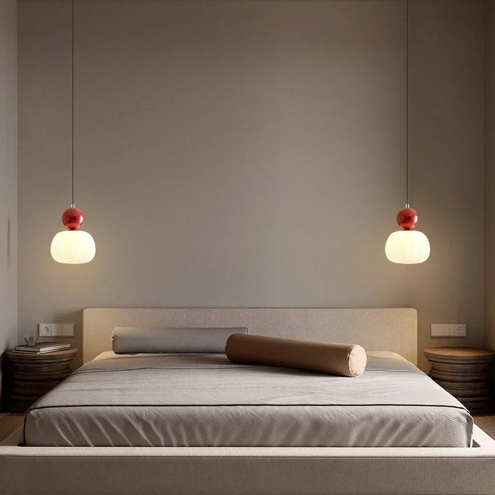Pumpkin Pendant Light, Glass LED Ceiling Lamp, 1 or 3 Heads