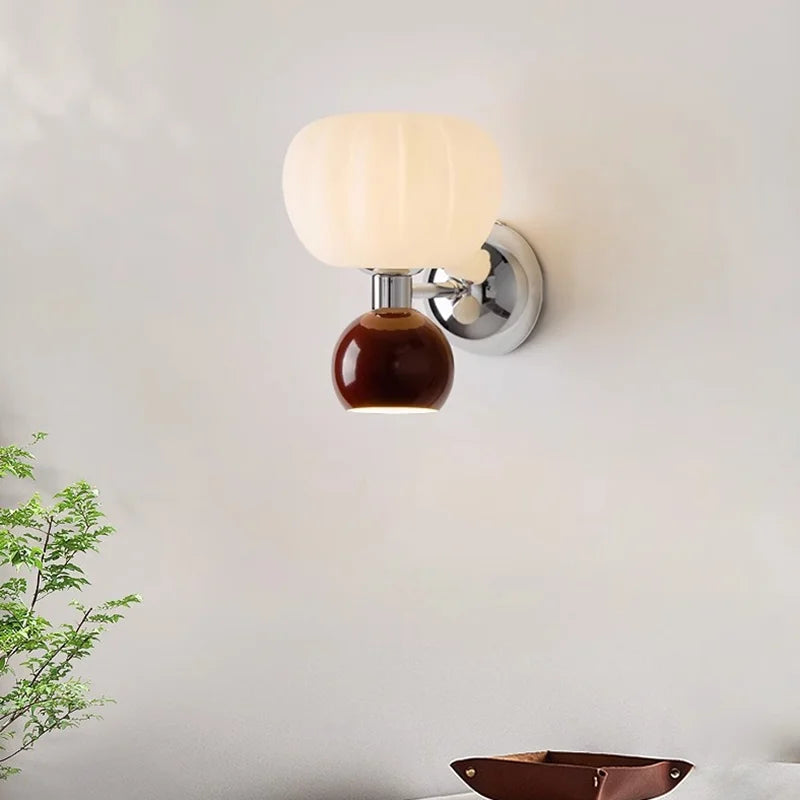 Pumpkin Wall Sconce, Glass Pumpkin Light, Nordic Wall Lamp, 3 Colors