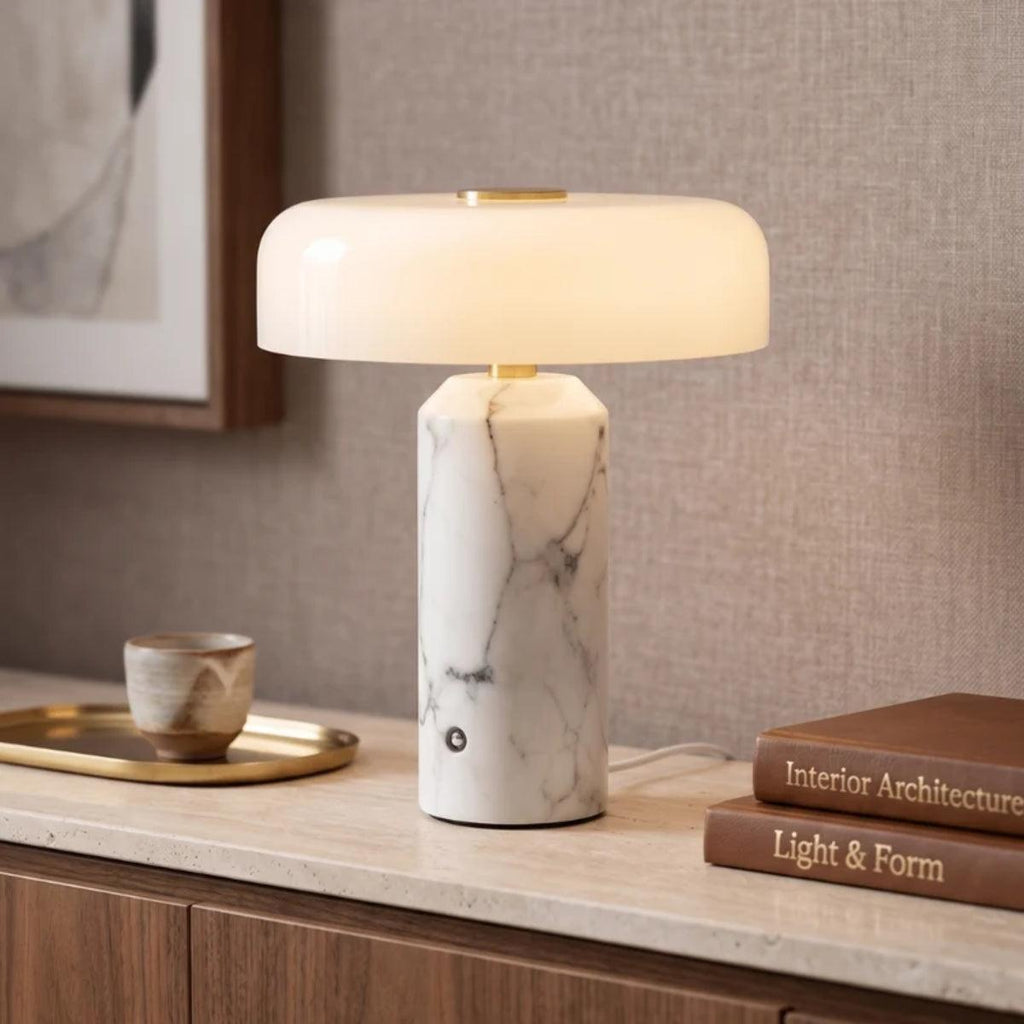 Mushroom lamp, cordless opaline glass lamp, product photo 1