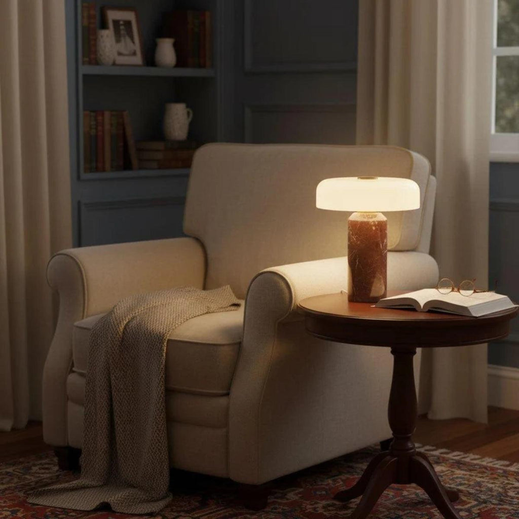 Mushroom lamp, cordless opaline glass lamp, product photo 6